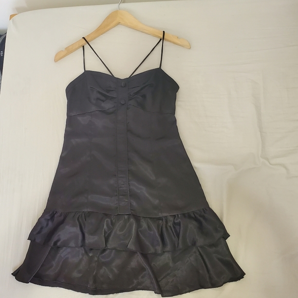 Cute Satin Ruffled Mini Dress - Picture 2 of 4
